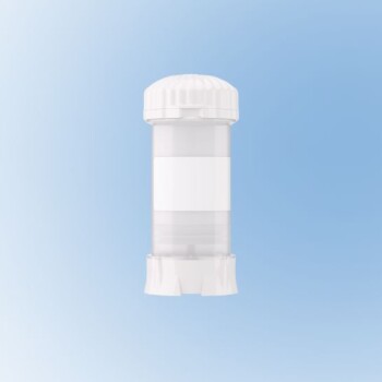 A singular white Topi Click Perl dispenser on a blue gradient background.