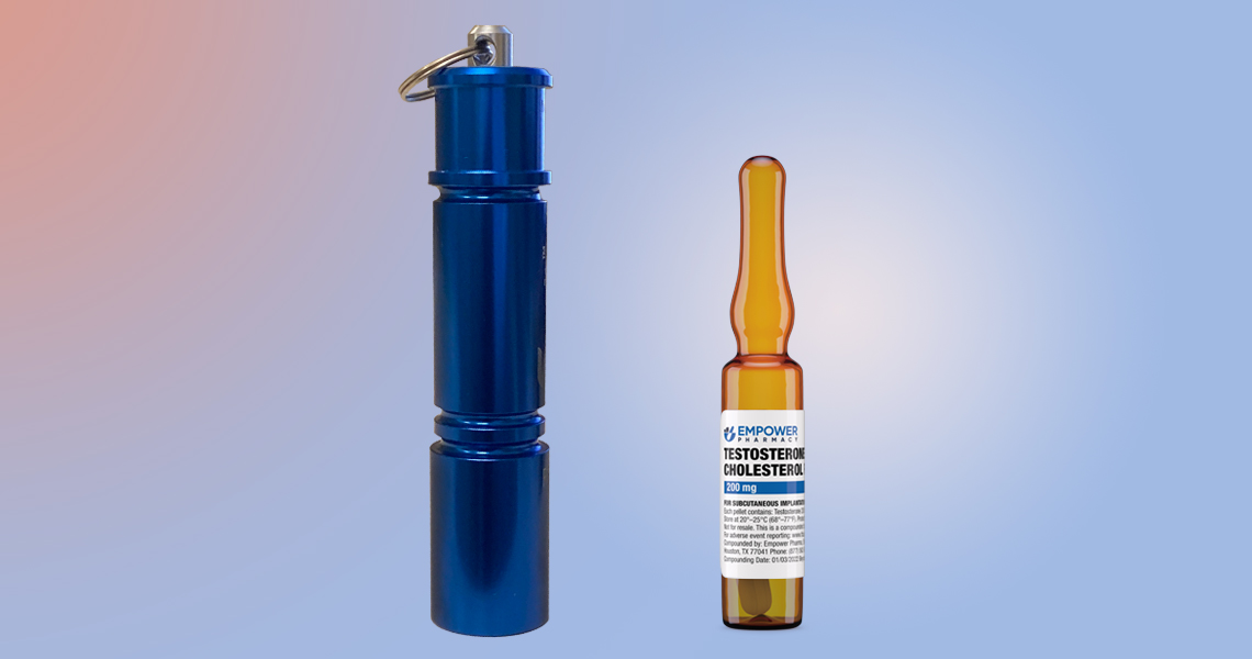 Blue and Coral background with Ampoule Opener and Ampoule product image.