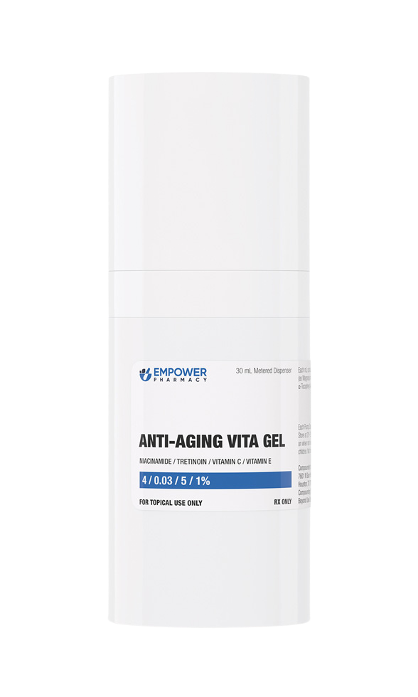 A foam pump dispenser of Empower Pharmacy's Anti-Aging Vita Gel.